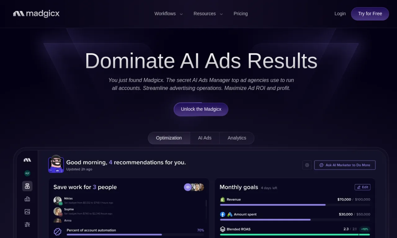 Screenshot of Polar / Madgicx Cloud website