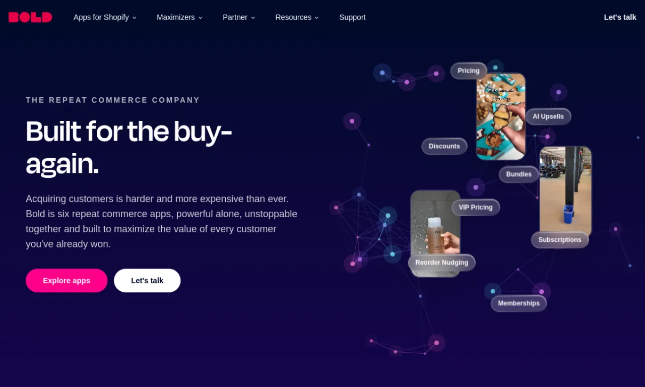 Screenshot of Bold Commerce website