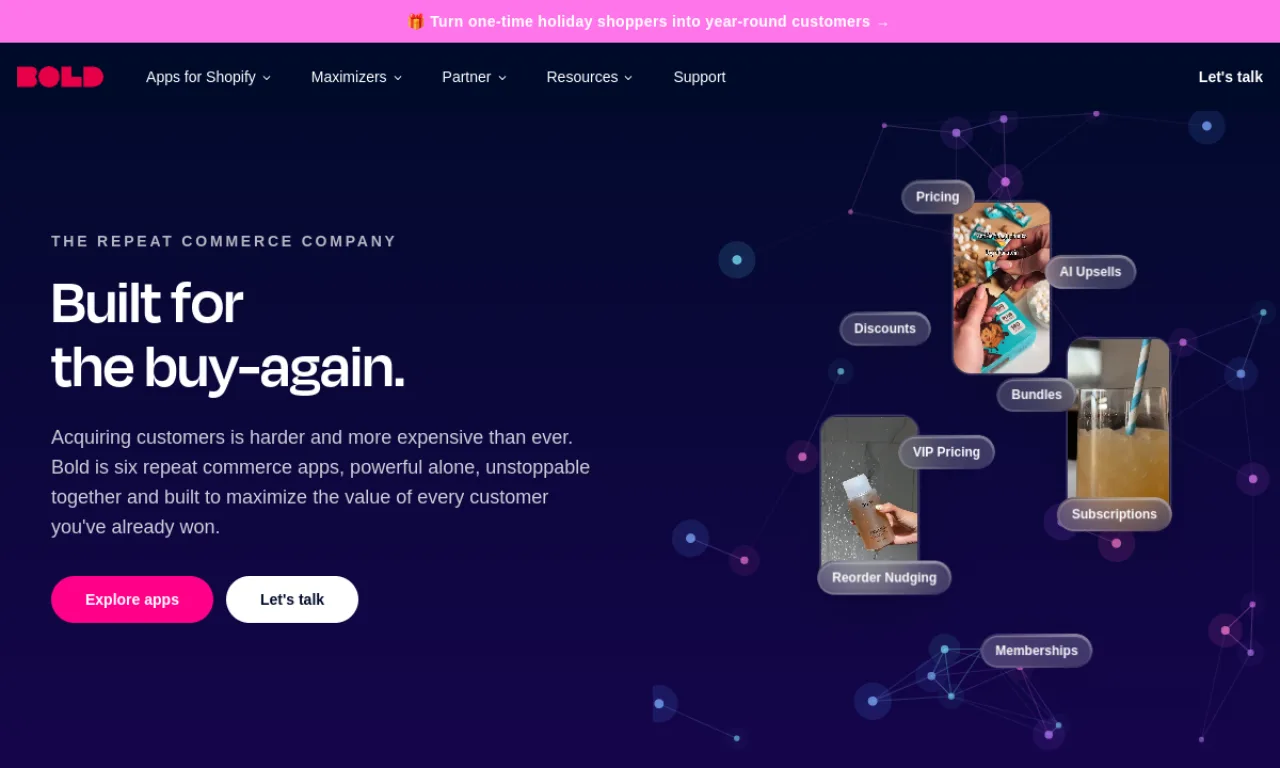 Screenshot of Bold Commerce website