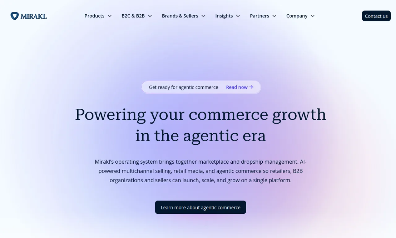 Screenshot of Mirakl website