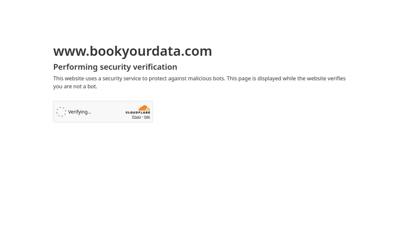 Screenshot of BookYourData website