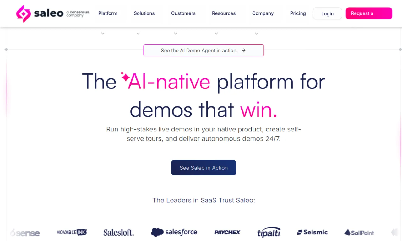 Screenshot of Saleo website