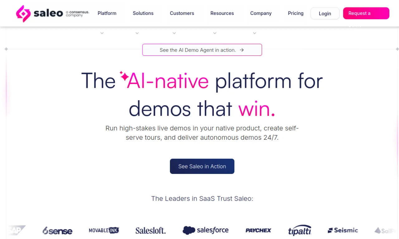 Screenshot of Saleo website