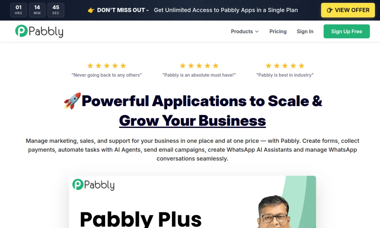 Screenshot of Pabbly Connect website