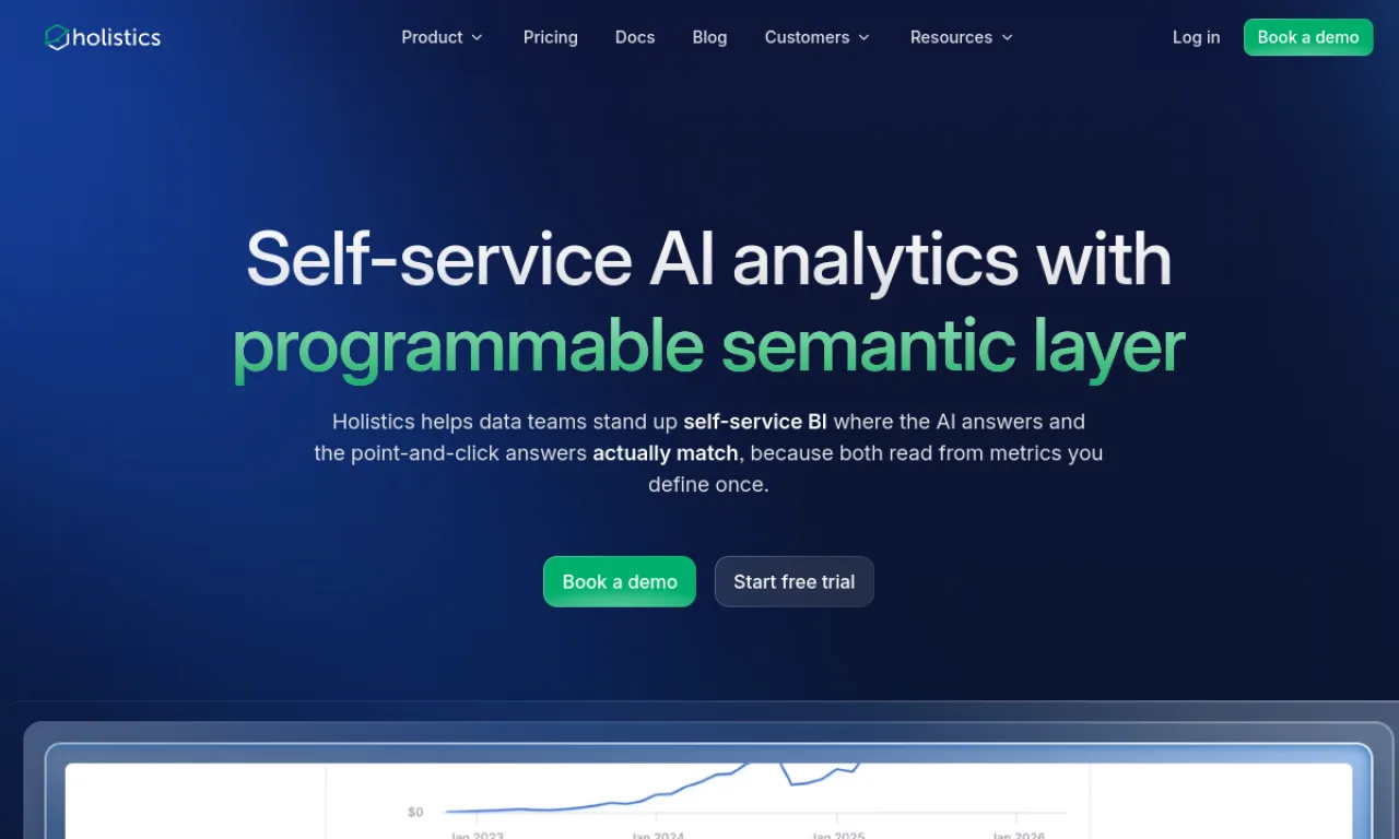 Screenshot of Holistics website