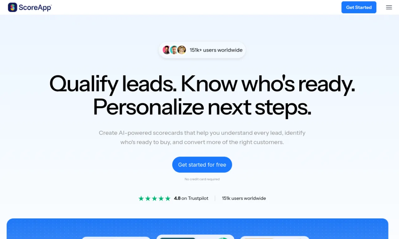Screenshot of Lead Magnet AI / ScoreApp website