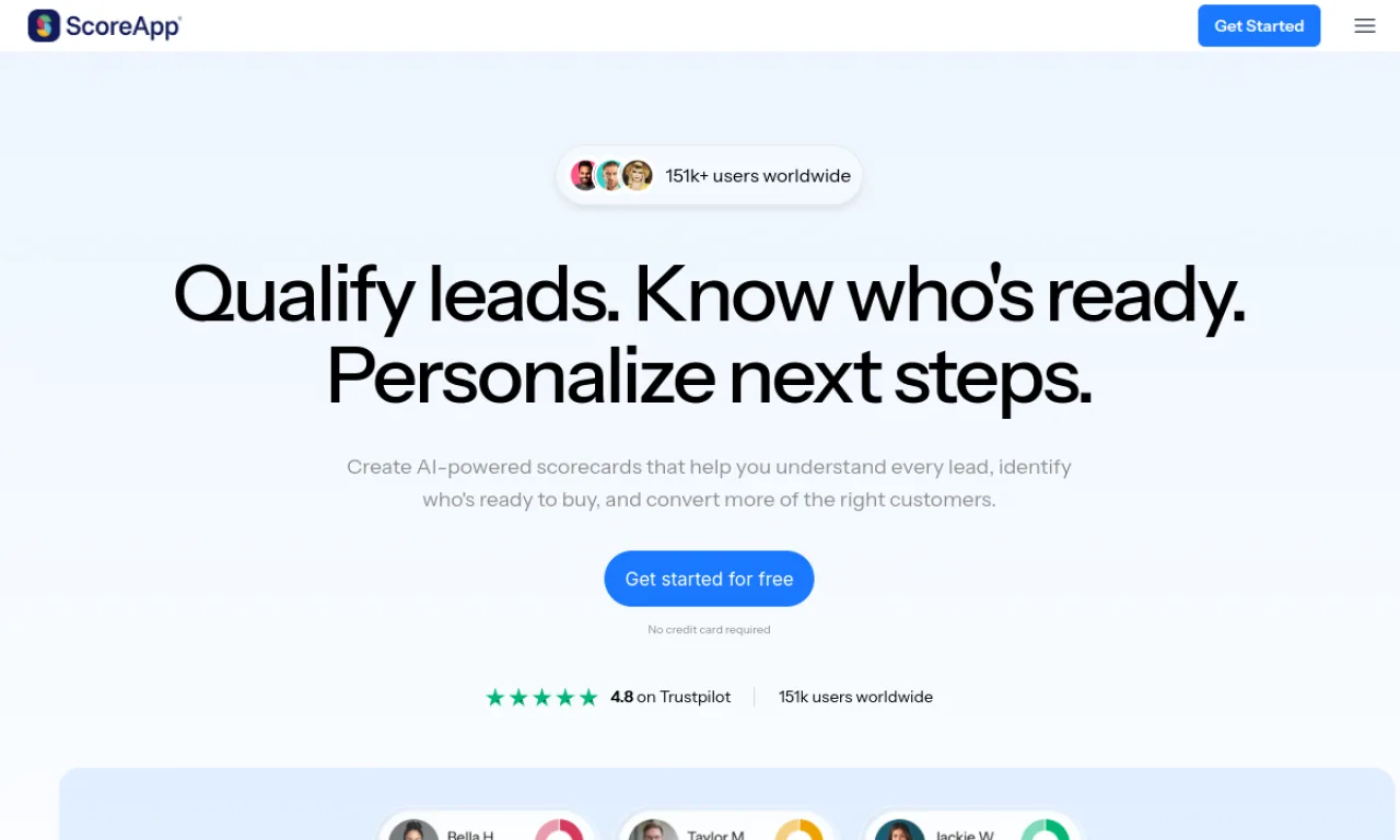 Screenshot of Lead Magnet AI / ScoreApp website