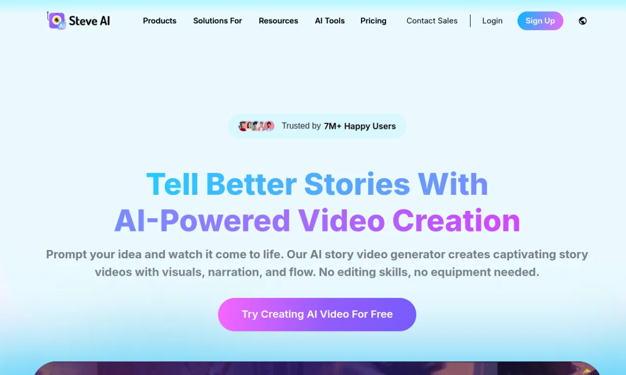Screenshot of Steve.ai website