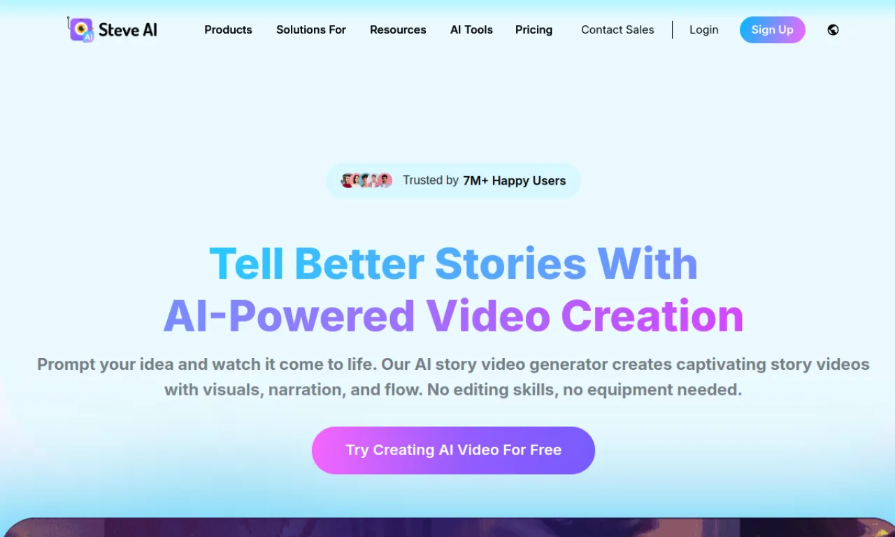 Screenshot of Steve.ai website