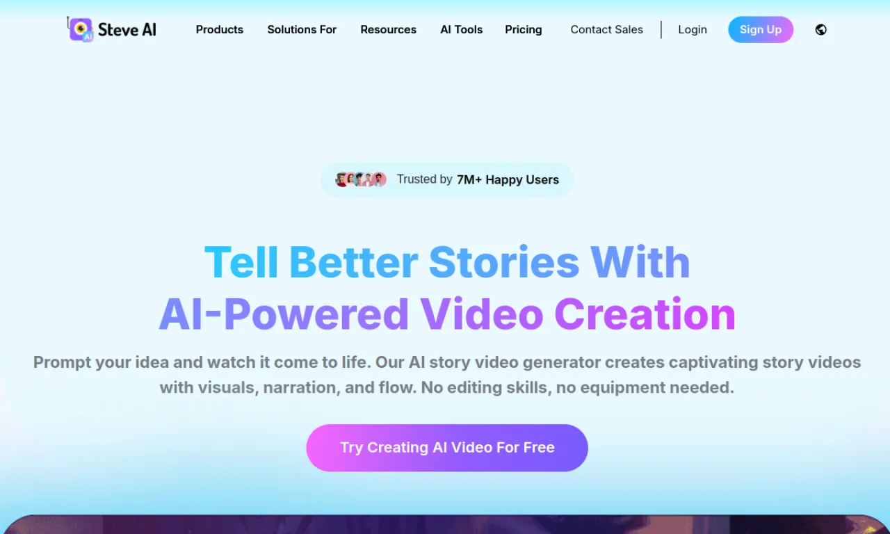 Screenshot of Steve.ai website