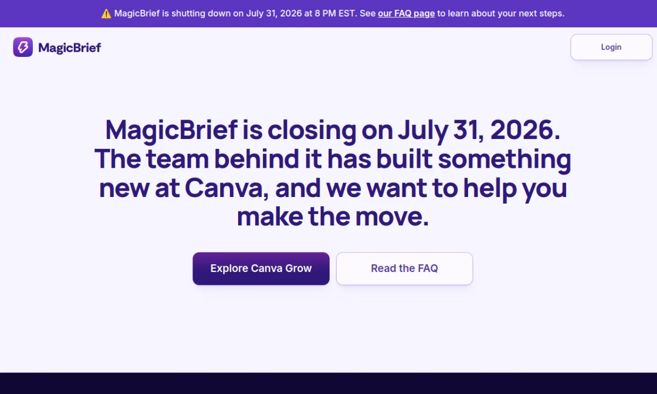 Screenshot of Atria / Magic Brief website