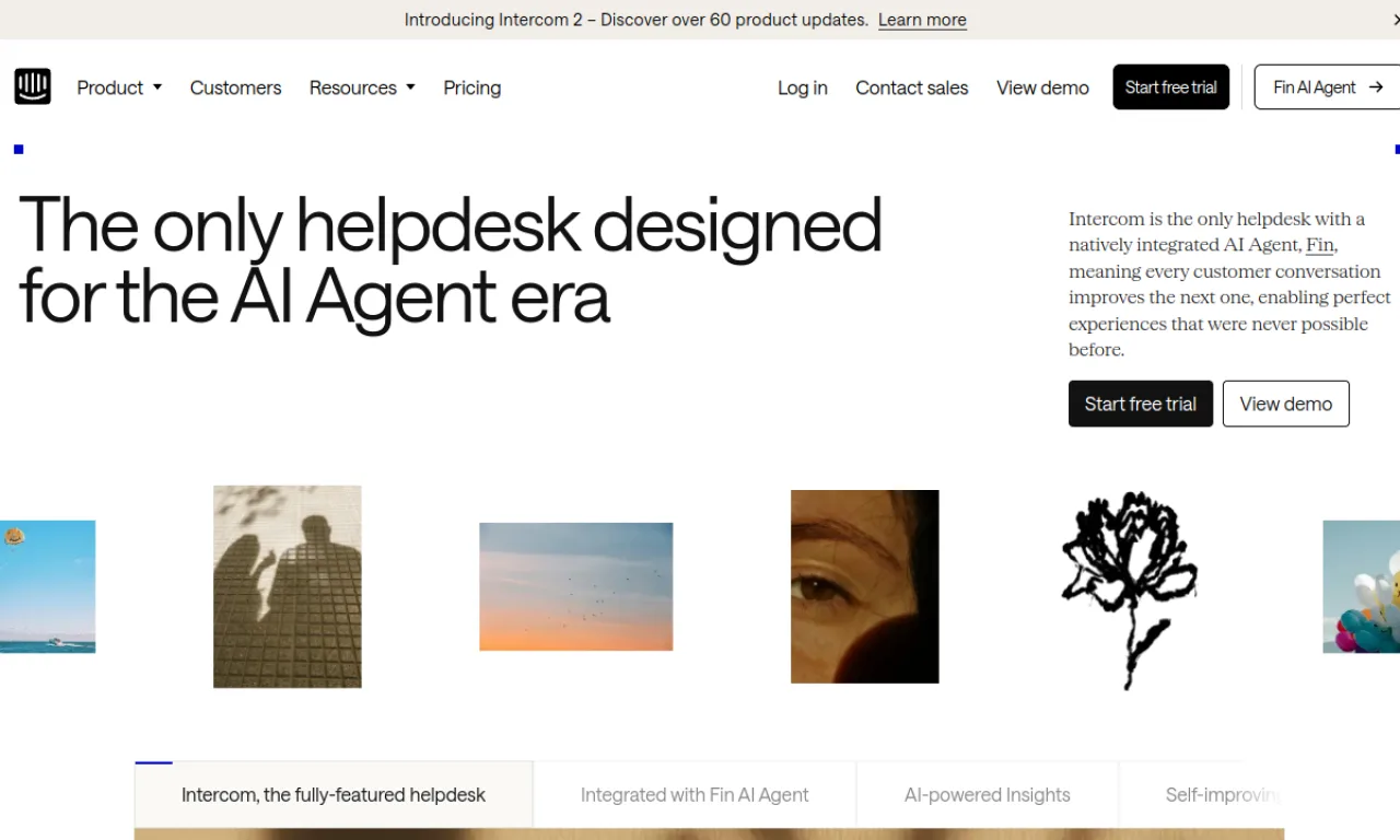 Screenshot of Intercom website