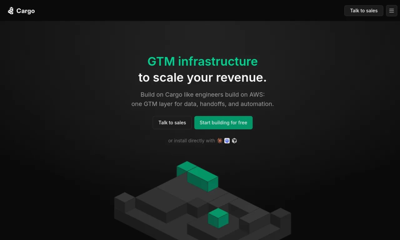 Screenshot of Cargo / Mosaic GTM website