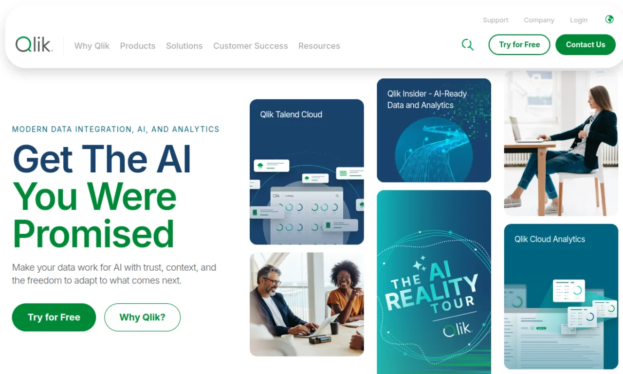 Screenshot of Qlik Sense website