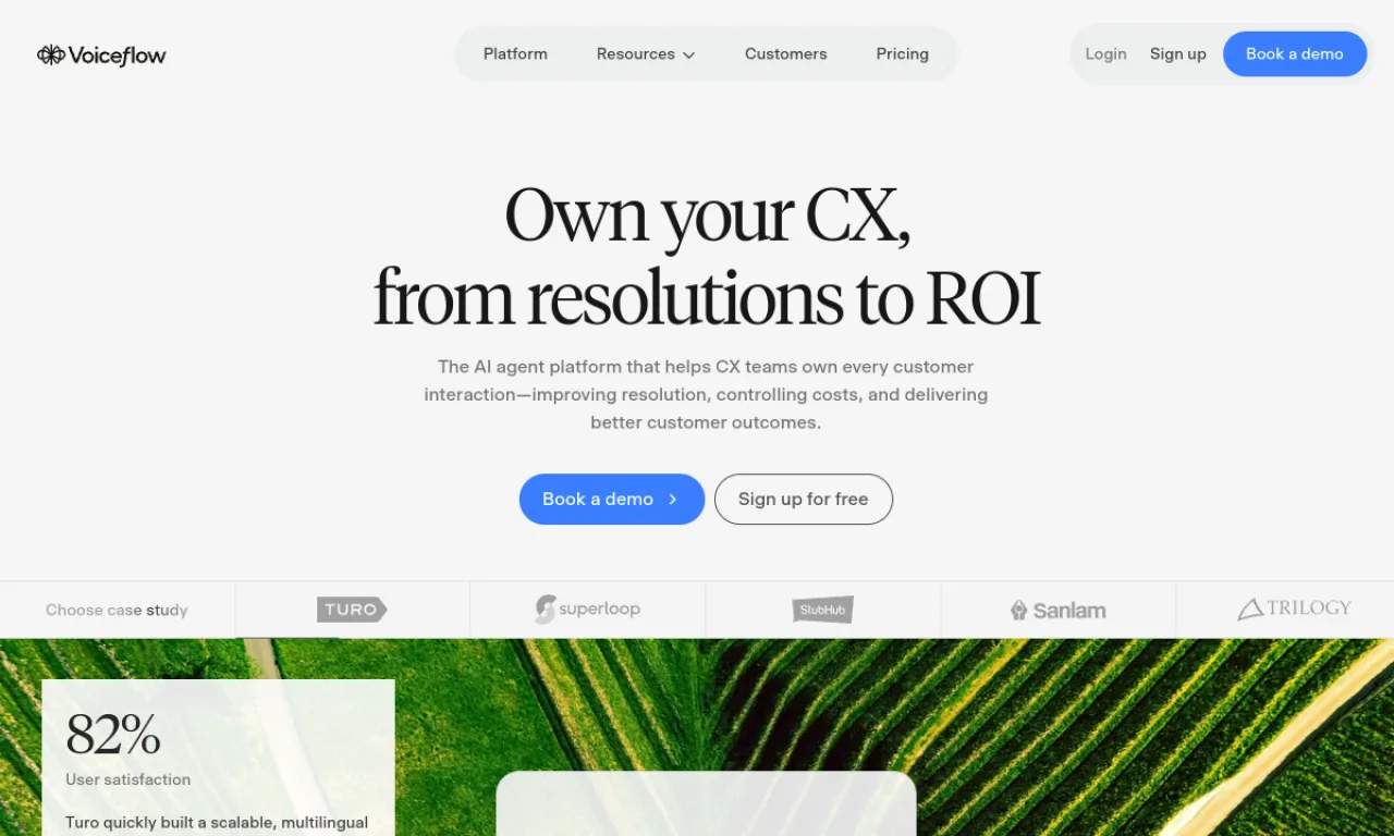 Screenshot of Voiceflow website
