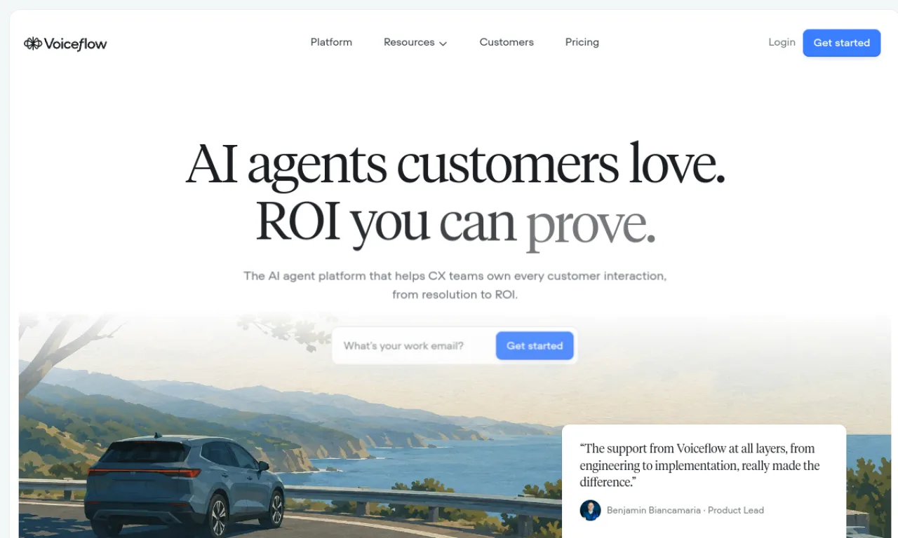 Screenshot of Voiceflow website