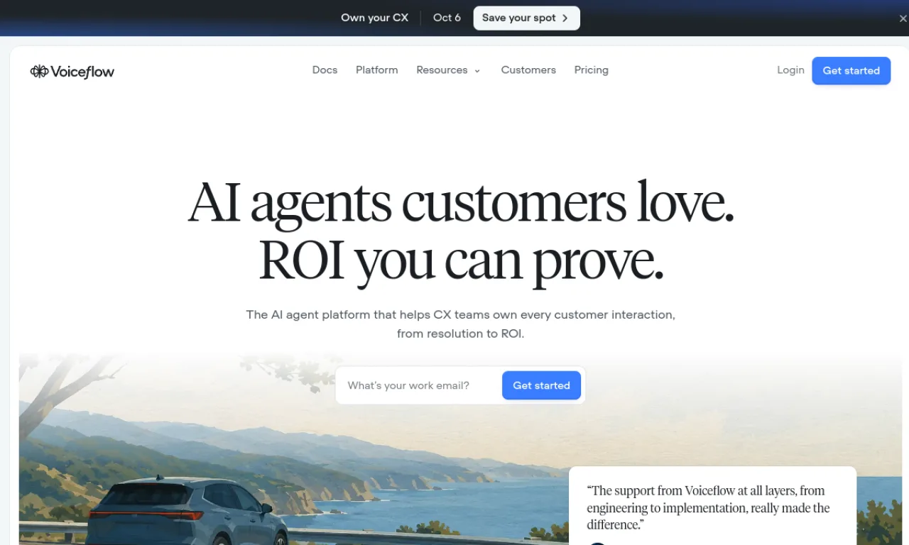Screenshot of Voiceflow website