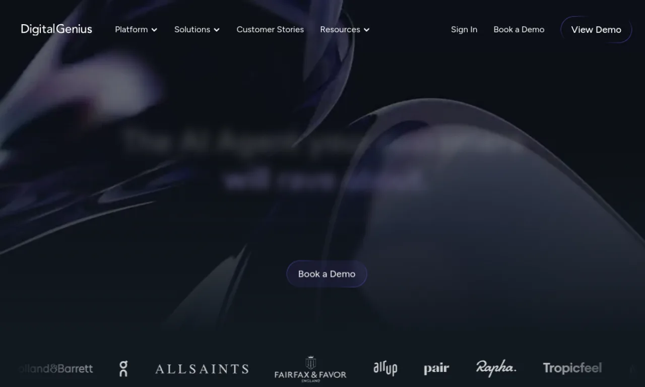 Screenshot of DigitalGenius website