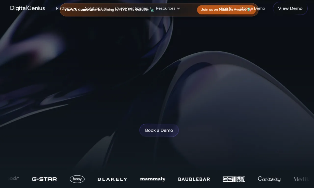 Screenshot of DigitalGenius website