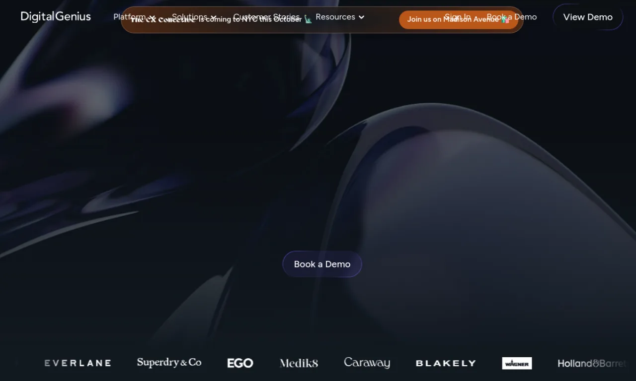 Screenshot of DigitalGenius website