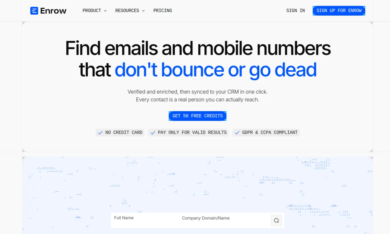 Screenshot of Enrow website