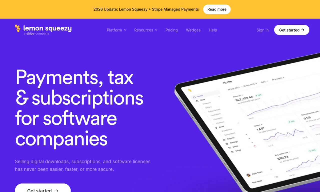 Screenshot of Lemon Squeezy Creator website