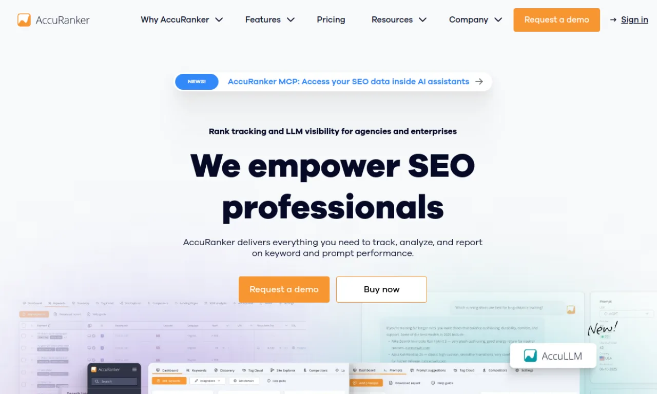 Screenshot of AccuRanker website