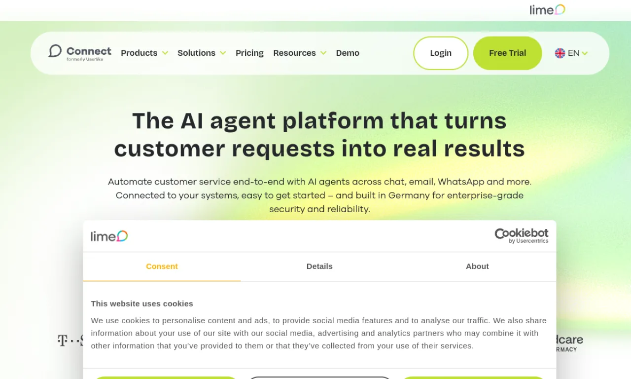 Screenshot of Userlike website