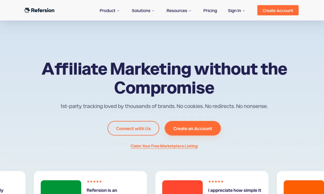 Screenshot of Refersion website