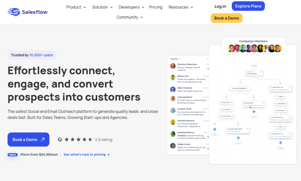 Screenshot of Salesflow website