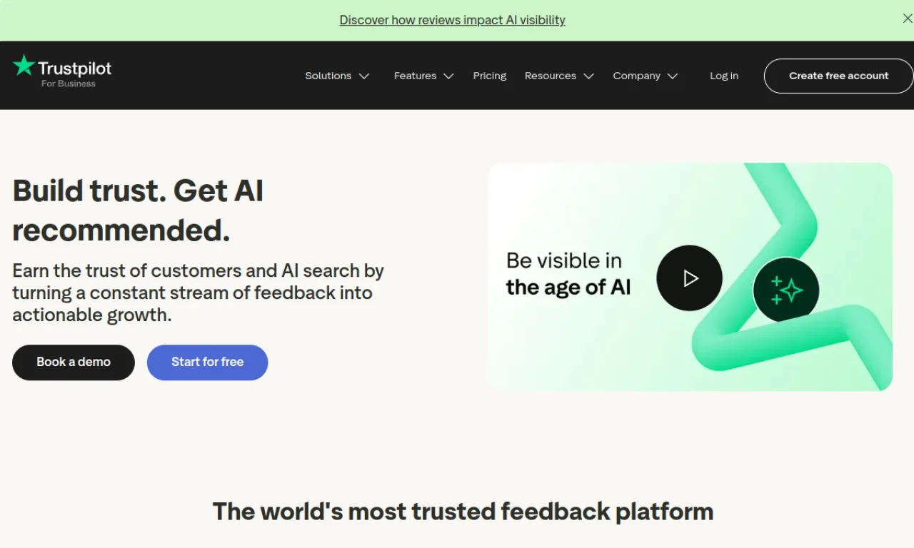 Screenshot of Trustpilot website