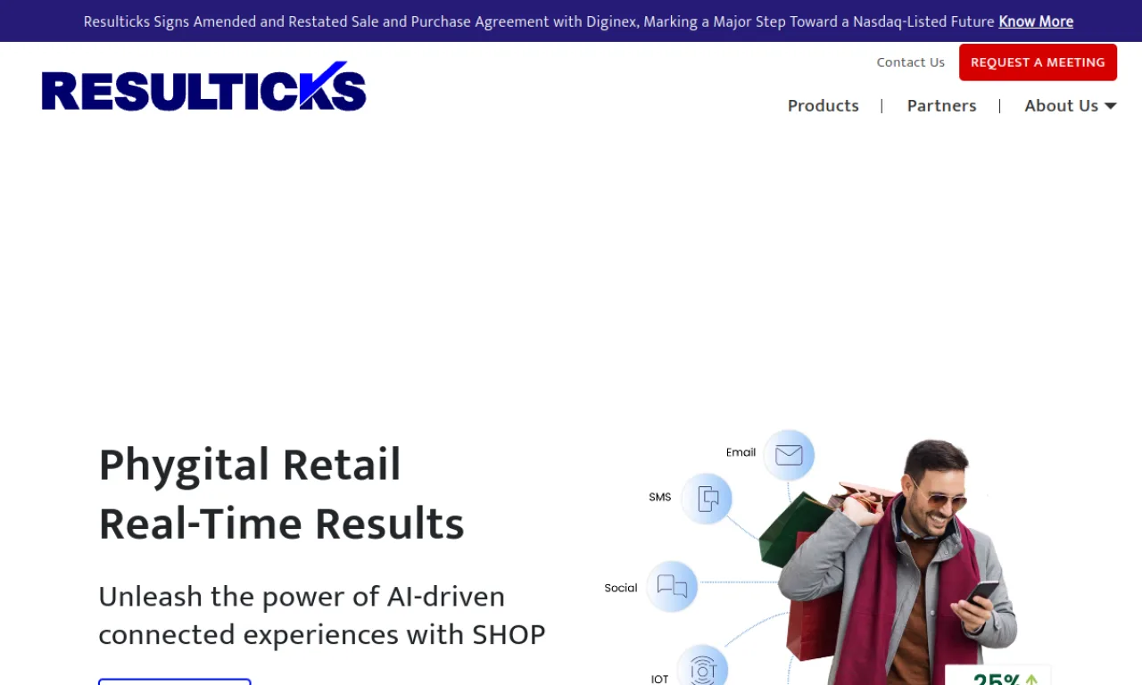 Screenshot of Resulticks website