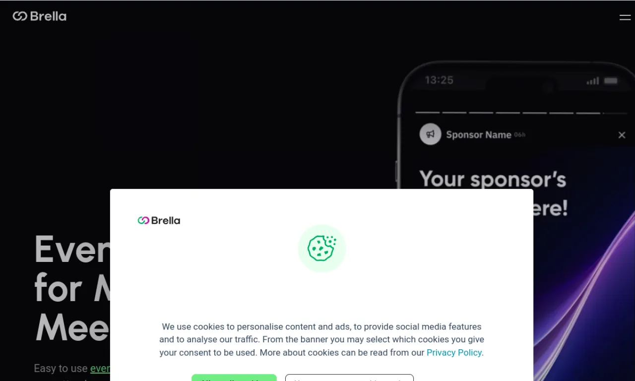 Screenshot of Tame / Brella website