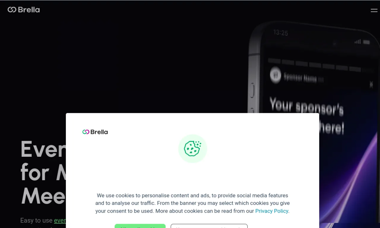 Screenshot of Tame / Brella website