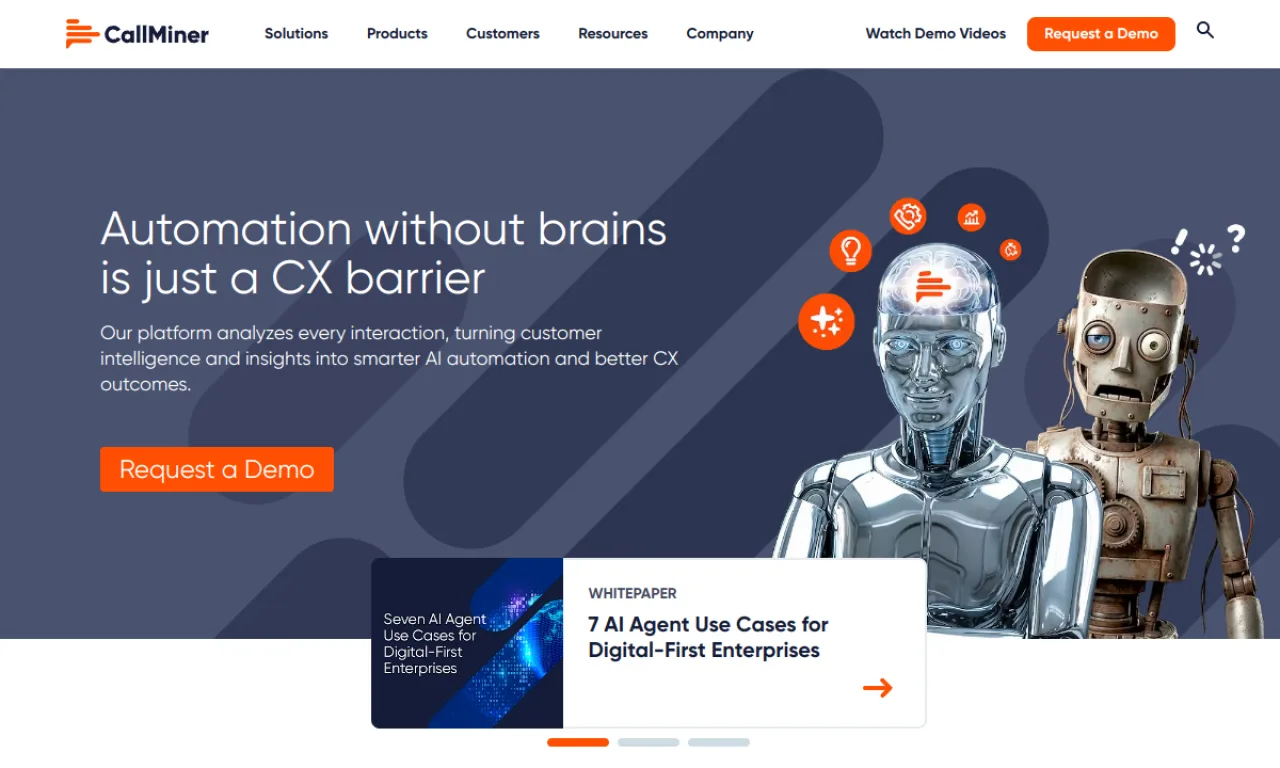 Screenshot of CallMiner website