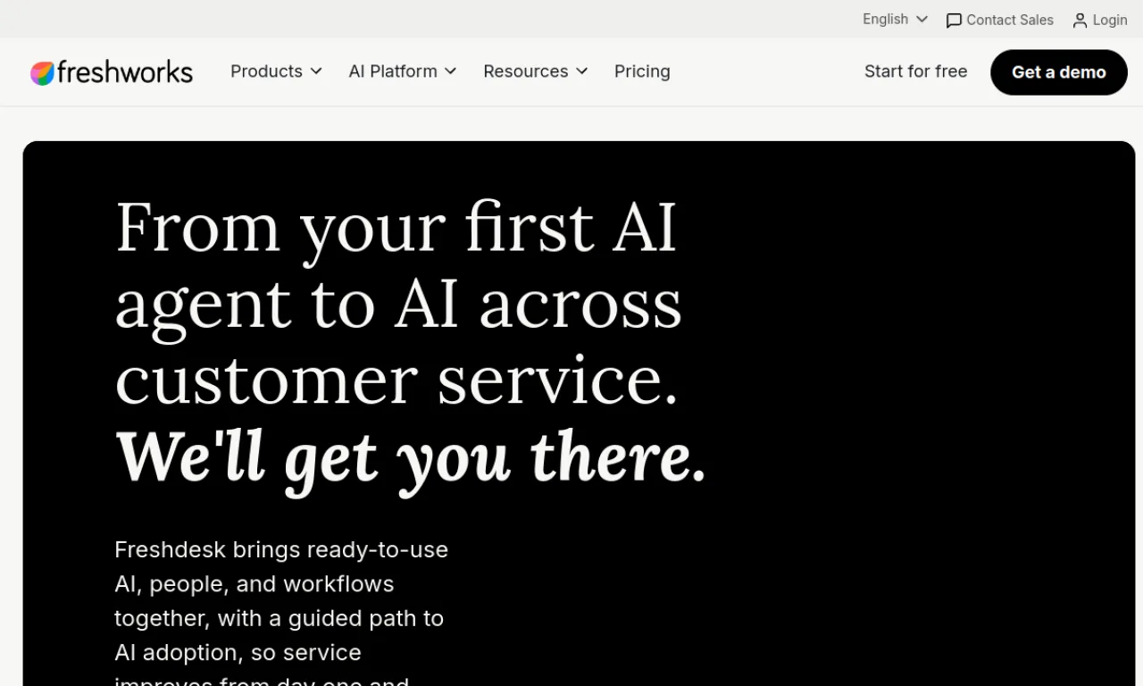 Screenshot of Freshdesk Freddy AI website