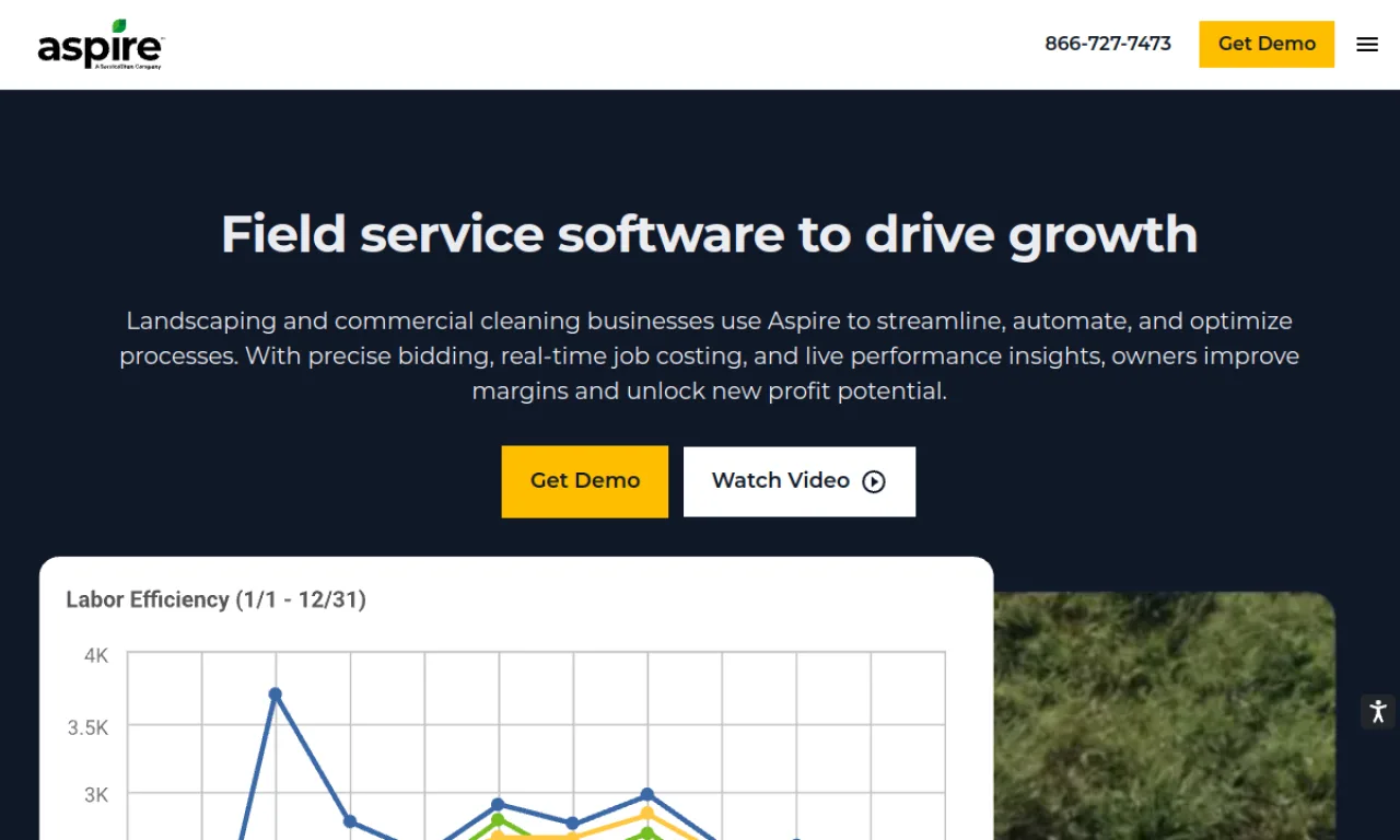 Screenshot of Aspire (landscaping) website
