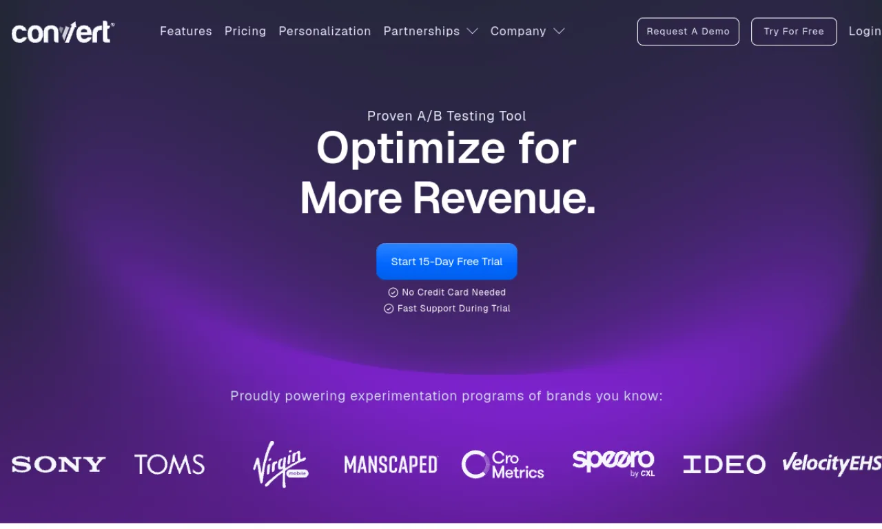 Screenshot of Convert website