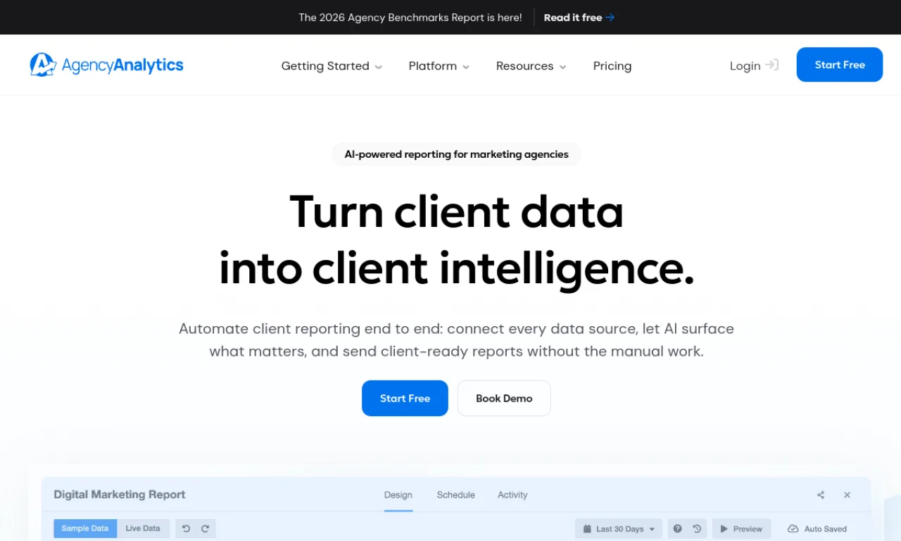 Screenshot of AgencyAnalytics website