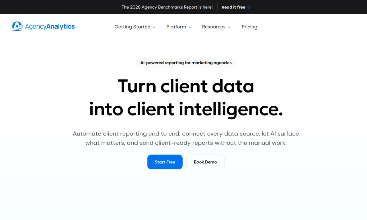 Screenshot of AgencyAnalytics website