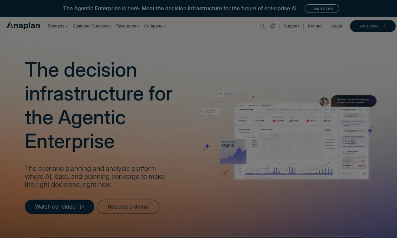 Screenshot of Anaplan website