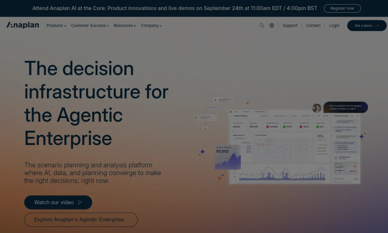Screenshot of Anaplan website