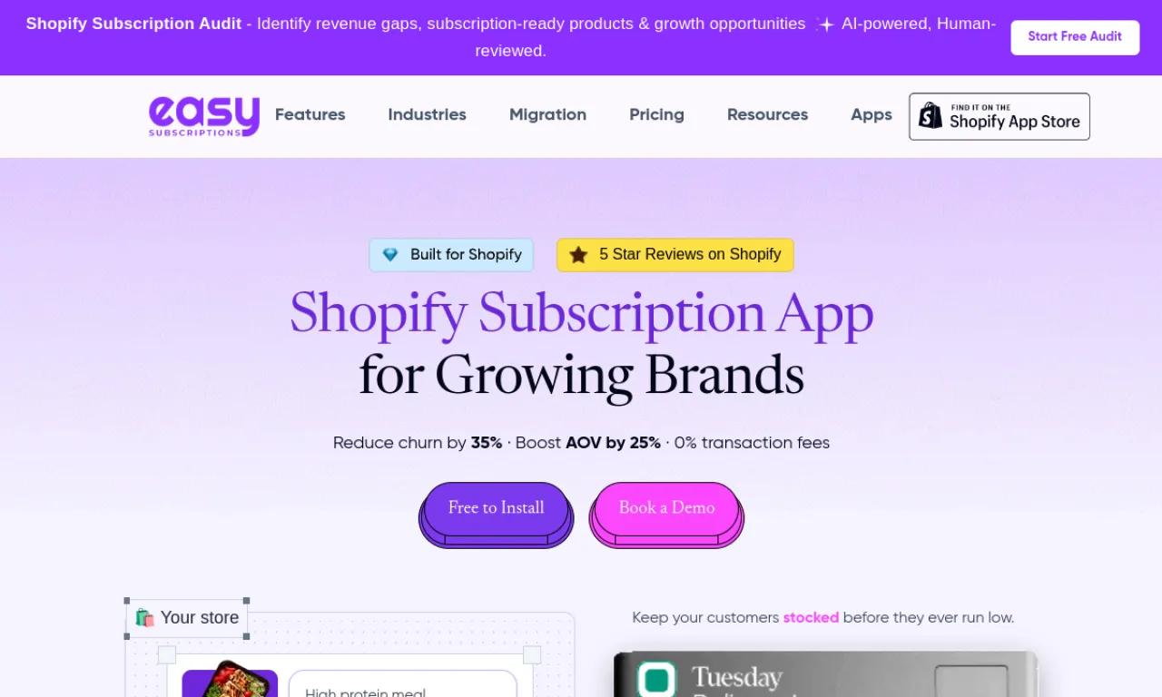 Screenshot of Easysubscription website