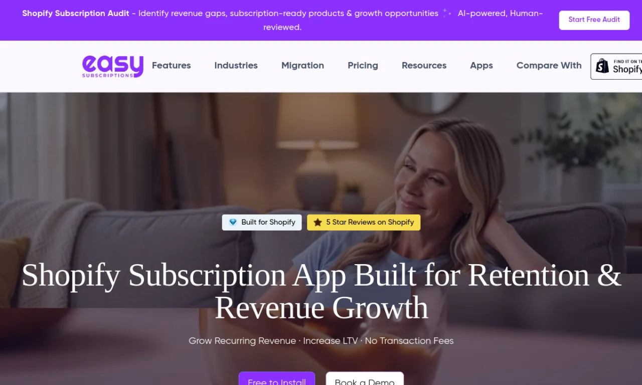 Screenshot of Easysubscription website