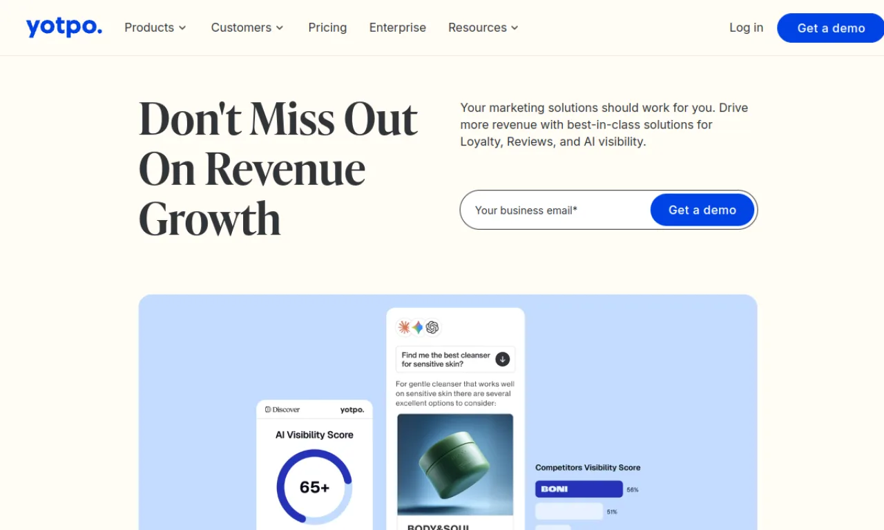 Screenshot of Yotpo Loyalty & Referrals website