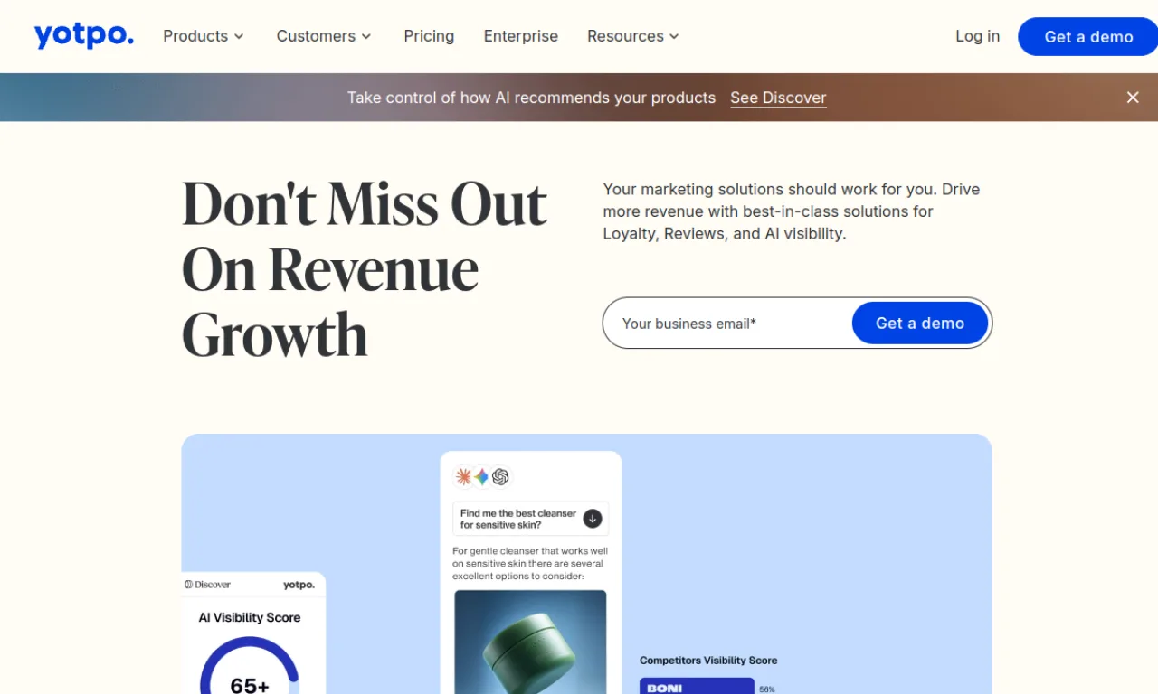 Screenshot of Yotpo Loyalty & Referrals website