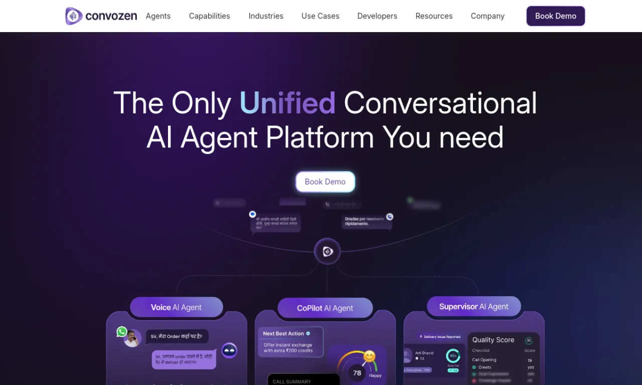 Screenshot of ConvoZen website