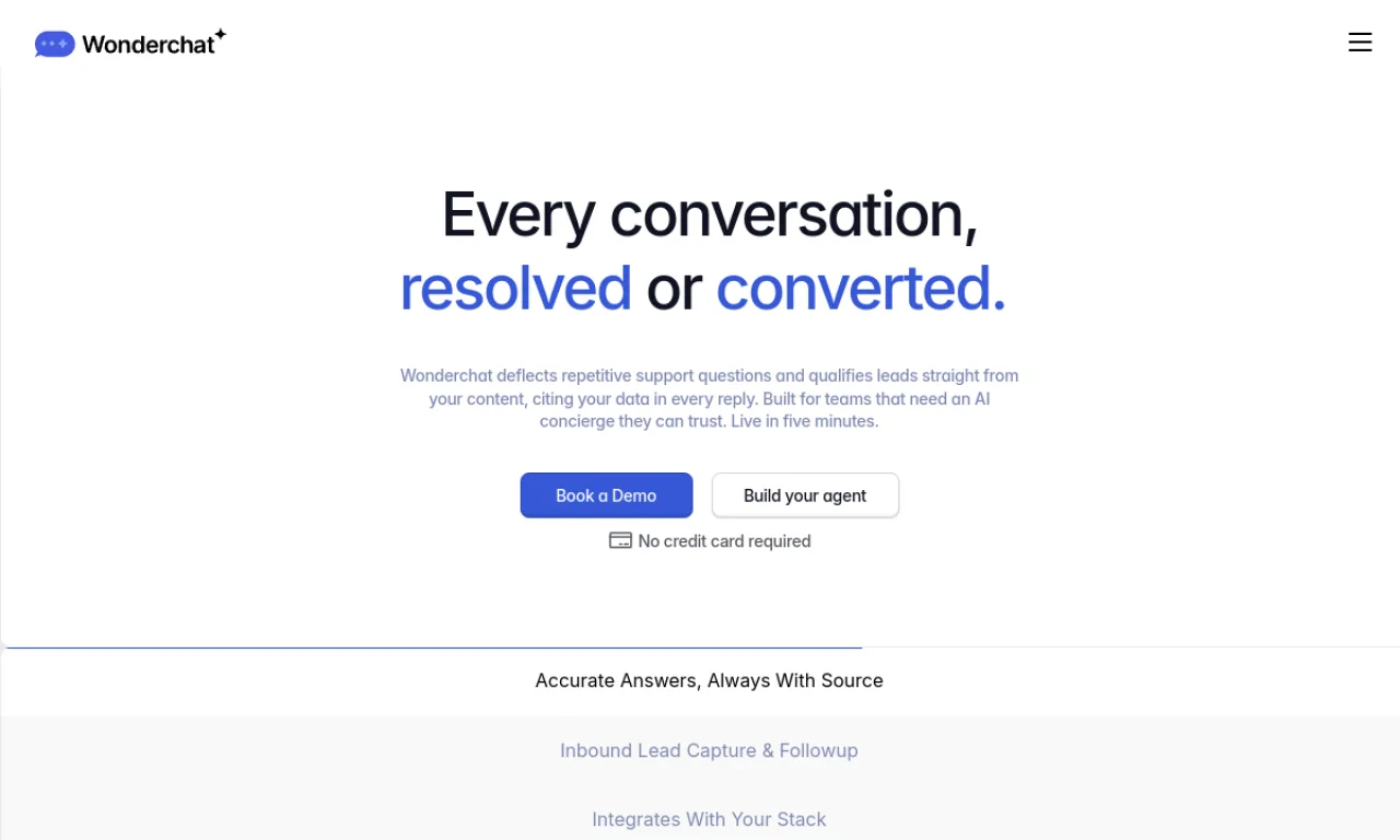Screenshot of Wonderchat website