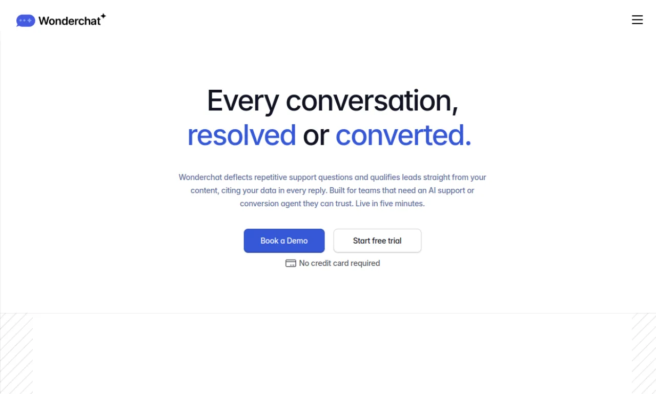 Screenshot of Wonderchat website