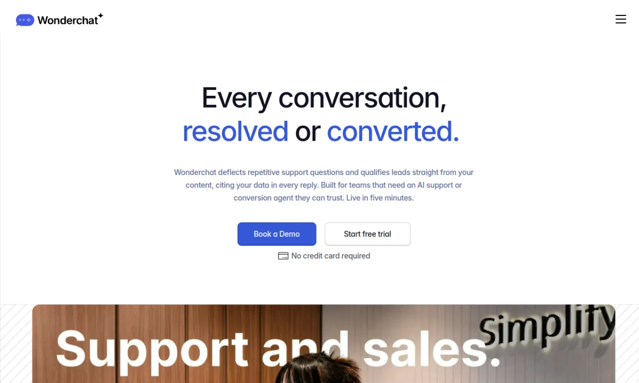 Screenshot of Wonderchat website